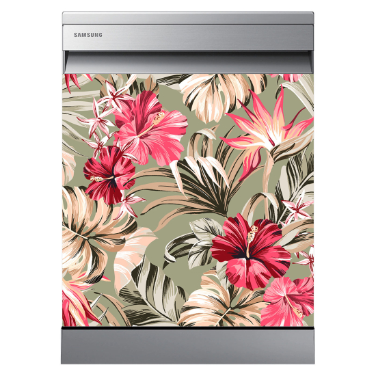 Stickers Lave vaisselle - Fleurs tropicales