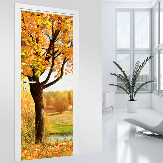 Stickers pour porte - Arbre automne