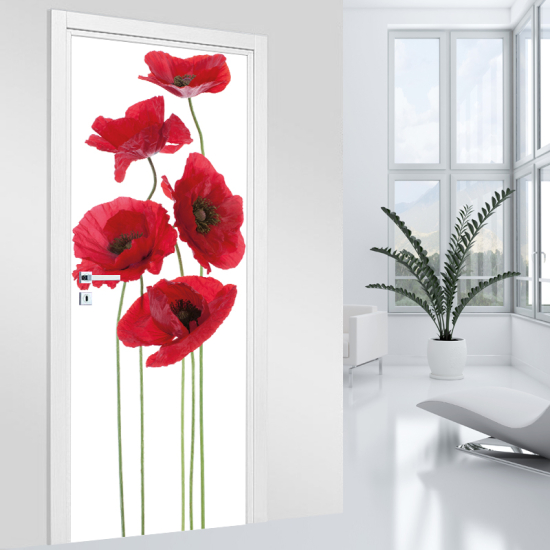 Stickers pour porte - Coquelicots