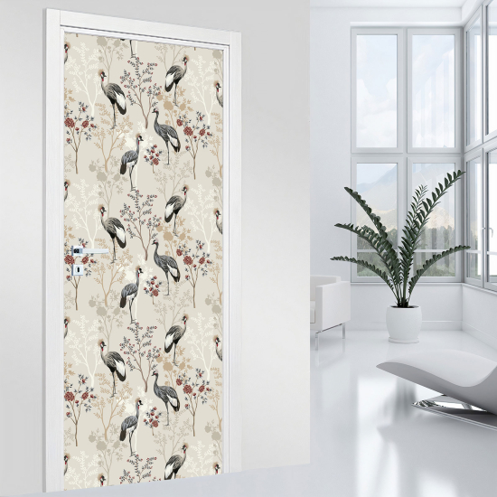 Stickers pour porte - Oiseaux fleurs