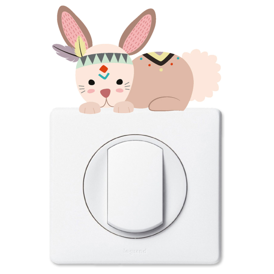 Stickers prises et interrupteurs - Lapin indien