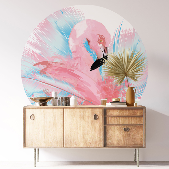 Stickers rond / cercle - Flamant rose