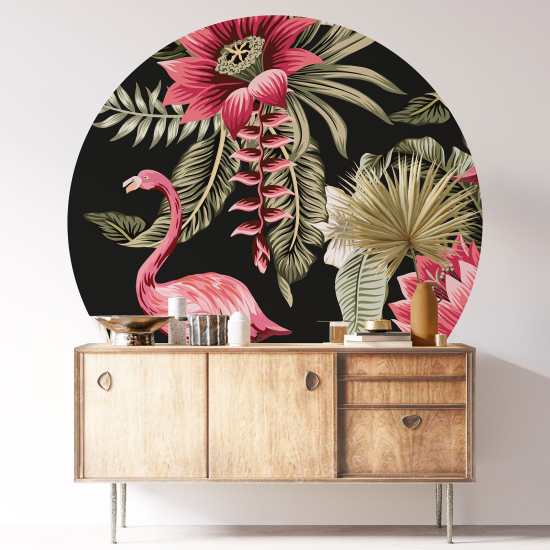 Stickers rond / cercle - Flamant rose