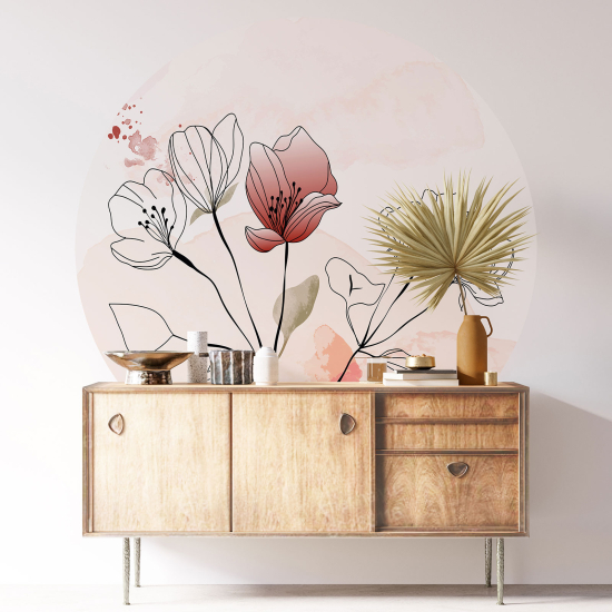 Stickers rond / cercle - Fleurs