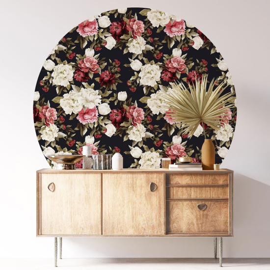 Stickers rond / cercle - Motif floral