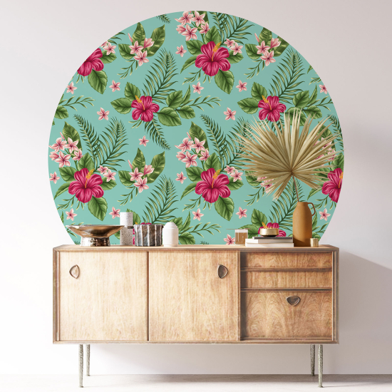 Stickers rond / cercle - Motif floral