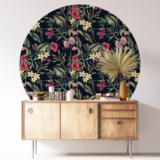 Stickers rond / cercle - Motif floral