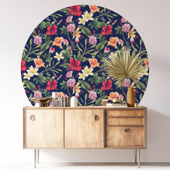 Stickers rond / cercle - Motif floral