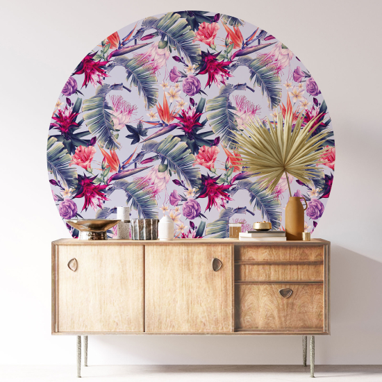 Stickers rond / cercle - Motif floral