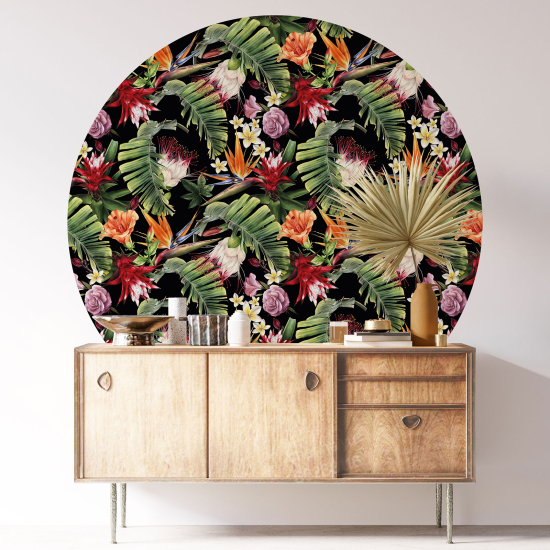 Stickers rond / cercle - Motif floral