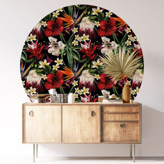 Stickers rond / cercle - Motif floral