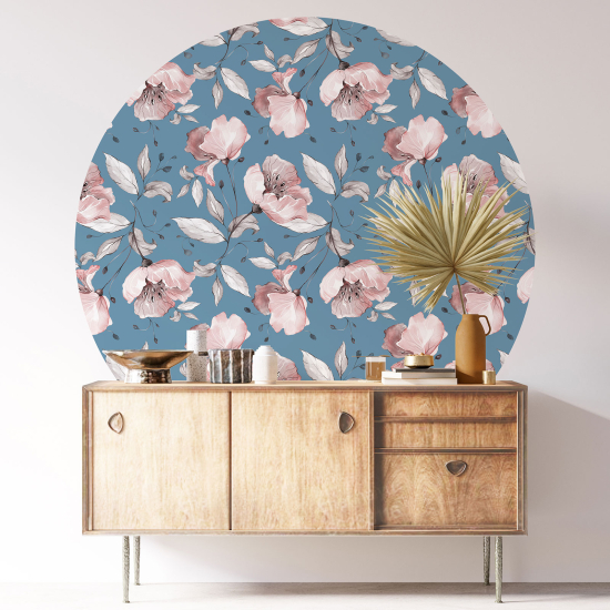 Stickers rond / cercle - Motif floral