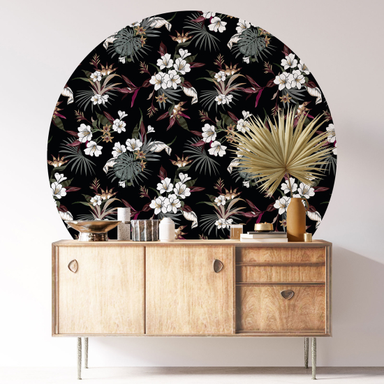 Stickers rond / cercle - Motif floral