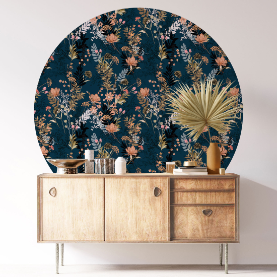 Stickers rond / cercle - Motif floral