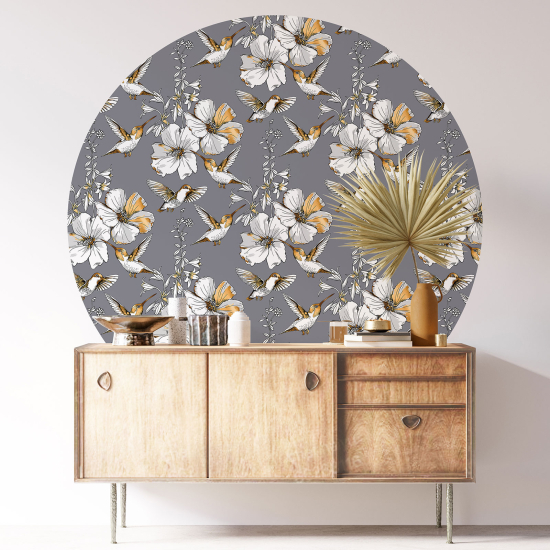 Stickers rond / cercle - Motif floral