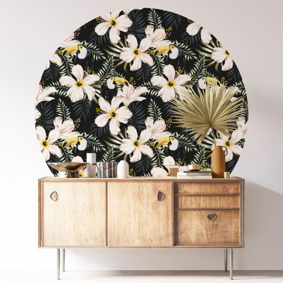 Stickers rond / cercle - Motif floral