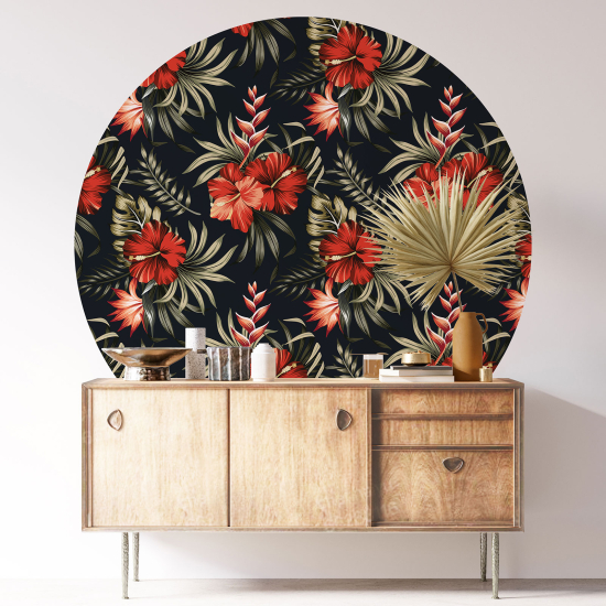 Stickers rond / cercle - Motif floral