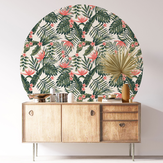 Stickers rond / cercle - Motif floral