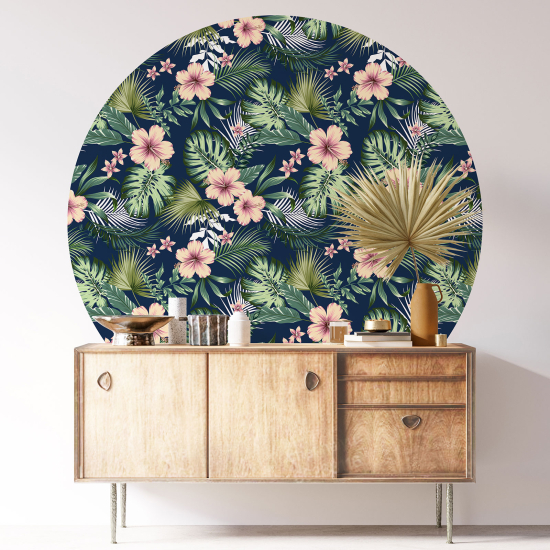 Stickers rond / cercle - Motif floral