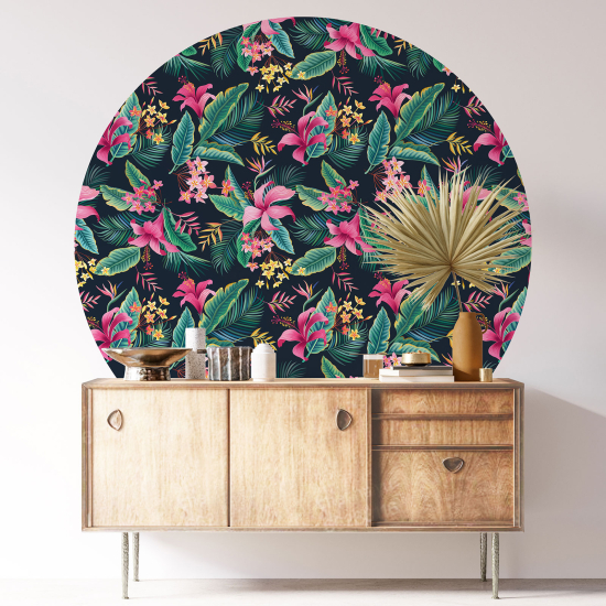 Stickers rond / cercle - Motif floral