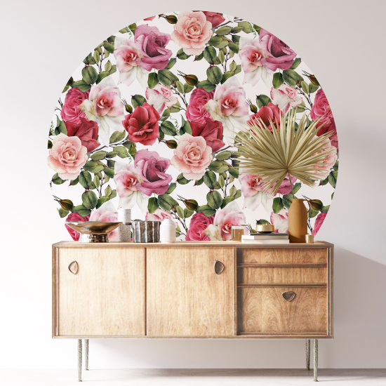 Stickers rond / cercle - Motif floral