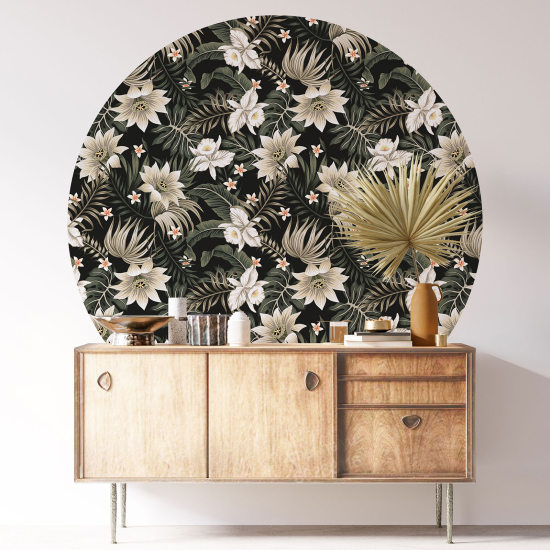 Stickers rond / cercle - Motif floral