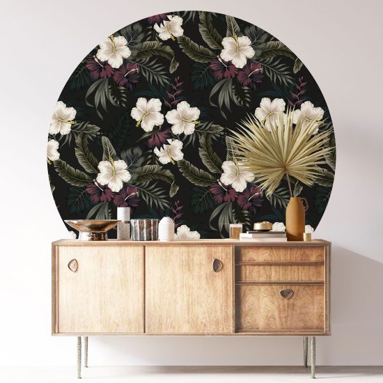 Stickers rond / cercle - Motif floral