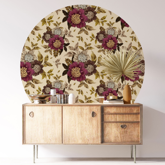 Stickers rond / cercle - Motif floral