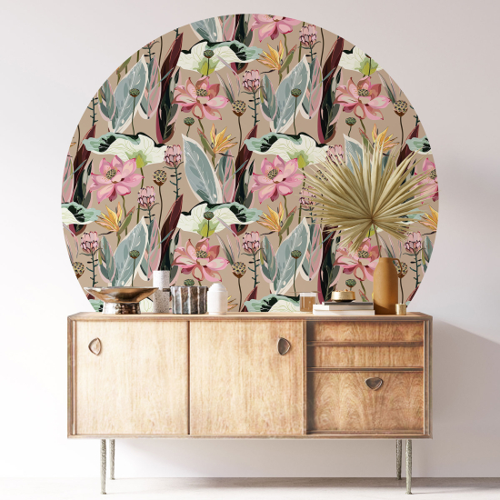 Stickers rond / cercle - Motif floral