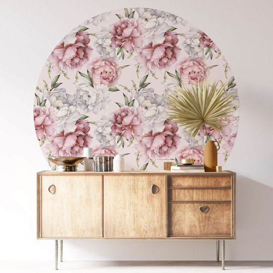 Stickers rond / cercle - Motif floral