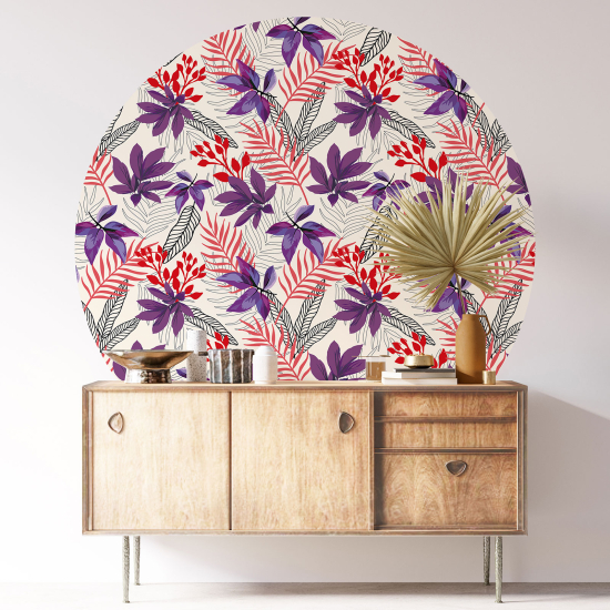 Stickers rond / cercle - Motif floral