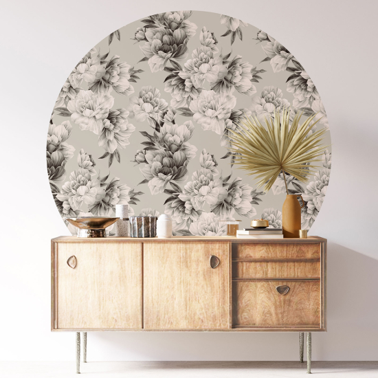 Stickers rond / cercle - Motif floral