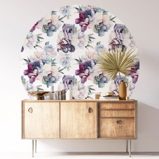 Stickers rond / cercle - Motif floral