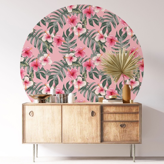 Stickers rond / cercle - Motif floral