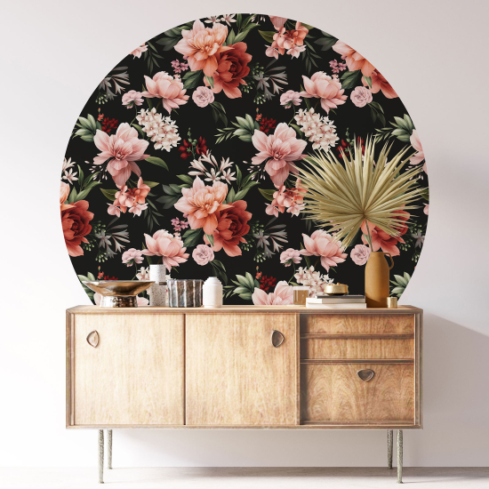 Stickers rond / cercle - Motif floral