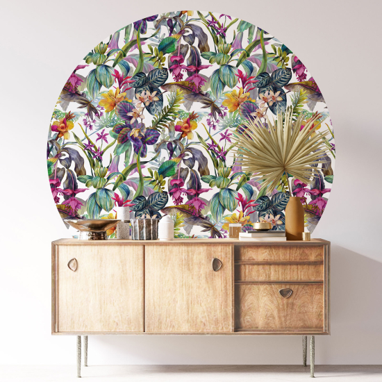 Stickers rond / cercle - Motif floral