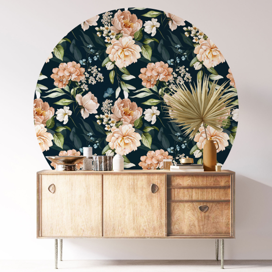 Stickers rond / cercle - Motif floral