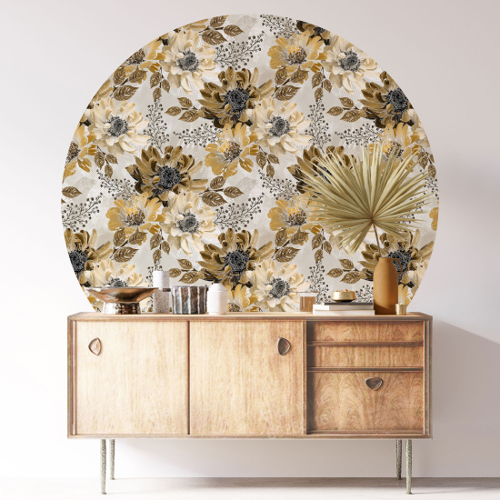 Stickers rond / cercle - Motif floral