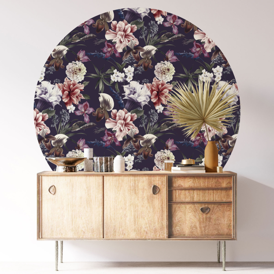 Stickers rond / cercle - Motif floral