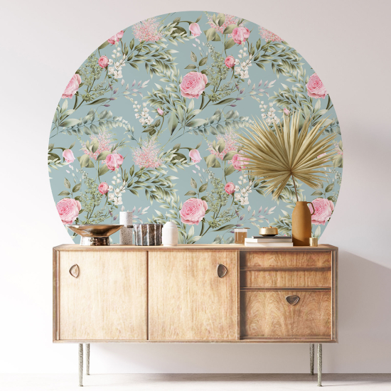 Stickers rond / cercle - Motif floral