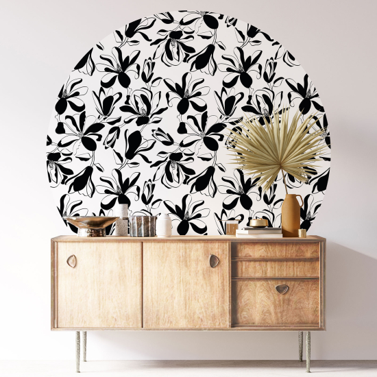 Stickers rond / cercle - Motif floral