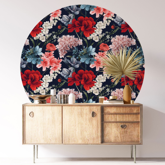 Stickers rond / cercle - Motif floral