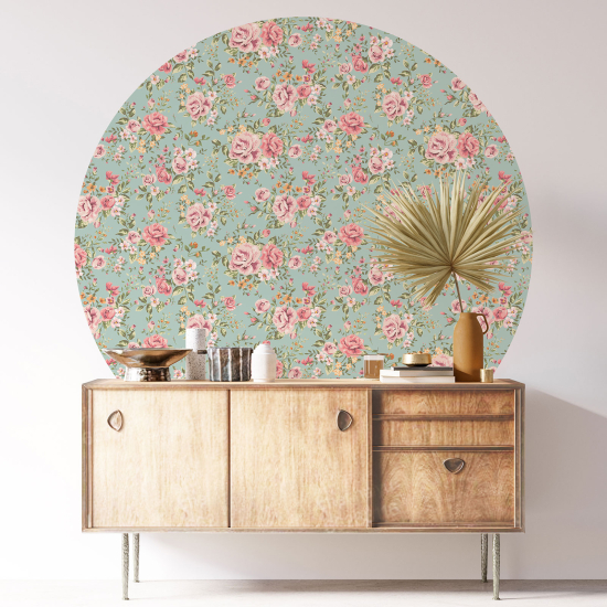 Stickers rond / cercle - Motif floral