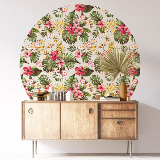 Stickers rond / cercle - Motif floral