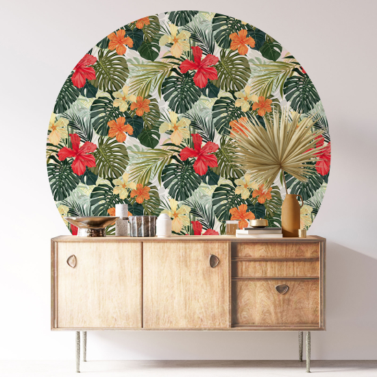 Stickers rond / cercle - Motif floral