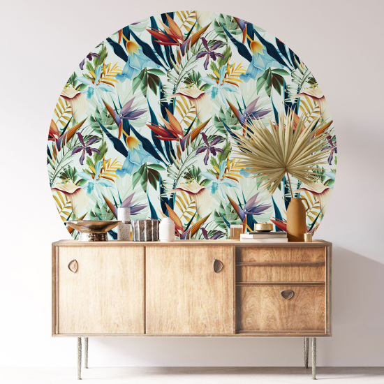 Stickers rond / cercle - Motif floral