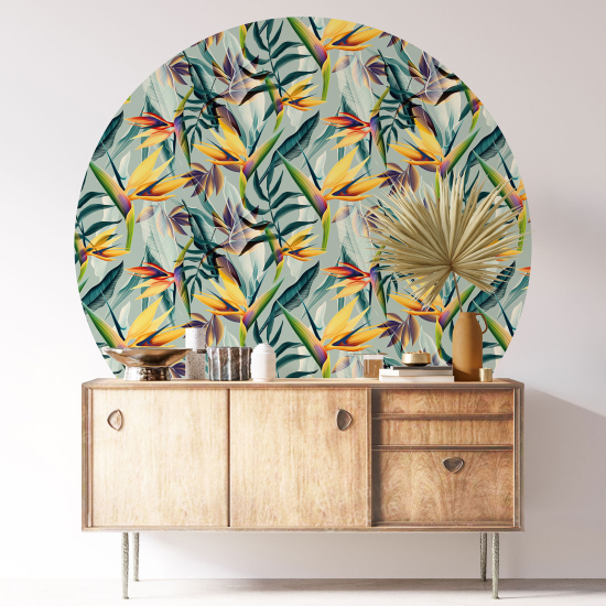 Stickers rond / cercle - Motif floral