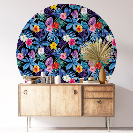 Stickers rond / cercle - Motif floral