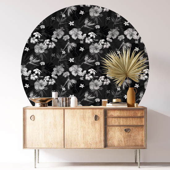 Stickers rond / cercle - Motif floral