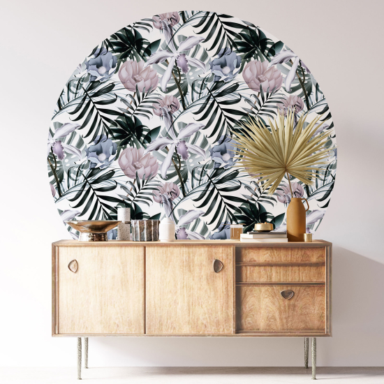 Stickers rond / cercle - Motif floral